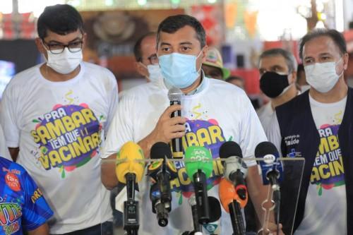 Na abertura da vacinação nas escolas de samba, Wilson Lima destaca importância do Carnaval para a economia