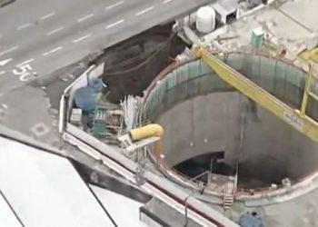 Obra do Metrô desmorona em SP e interdita marginal Tietê