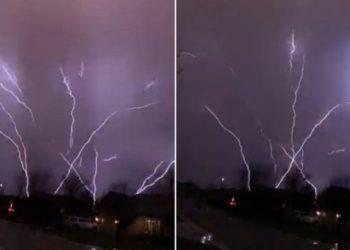 Série de raios invertidos durante tempestade impressiona nos EUA