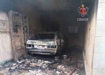 Bombeiros salvam homem em surto psicótico que ateou fogo em automóvel e provocou um incêndio