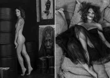 Luiza Brunet posa nua em ensaio em preto e branco