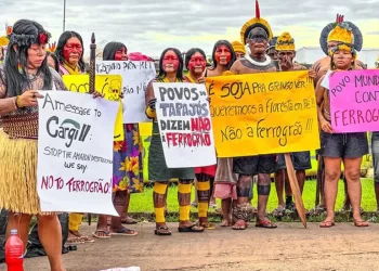 Indígenas protestam contra construção da Ferrogrão