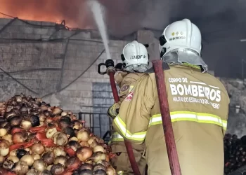 Incêndio de grandes proporções atinge Ceasa no Rio de Janeiro