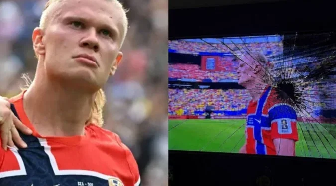 Haaland toma atitude após influencer brasileiro quebrar TV durante jogo